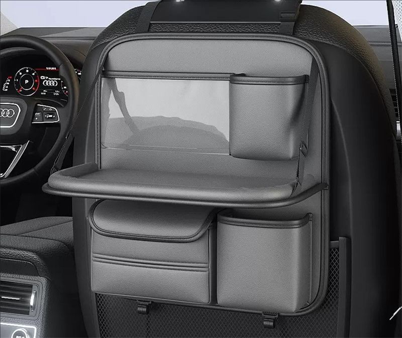 シートバックポケット 車内収納 テーブル機能付 シートカバー ドリンクホルダー ティッシュ 後部座席 レザー 後ろ 車用シートバックポケッ