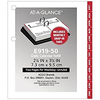 AT-A-GLANCE 2020 デイリーデスクカレンダー リフィル 3インチ x 3-3/4インチ ポケットサイズ 2 ルーズリーフ (E91950) Old Edition