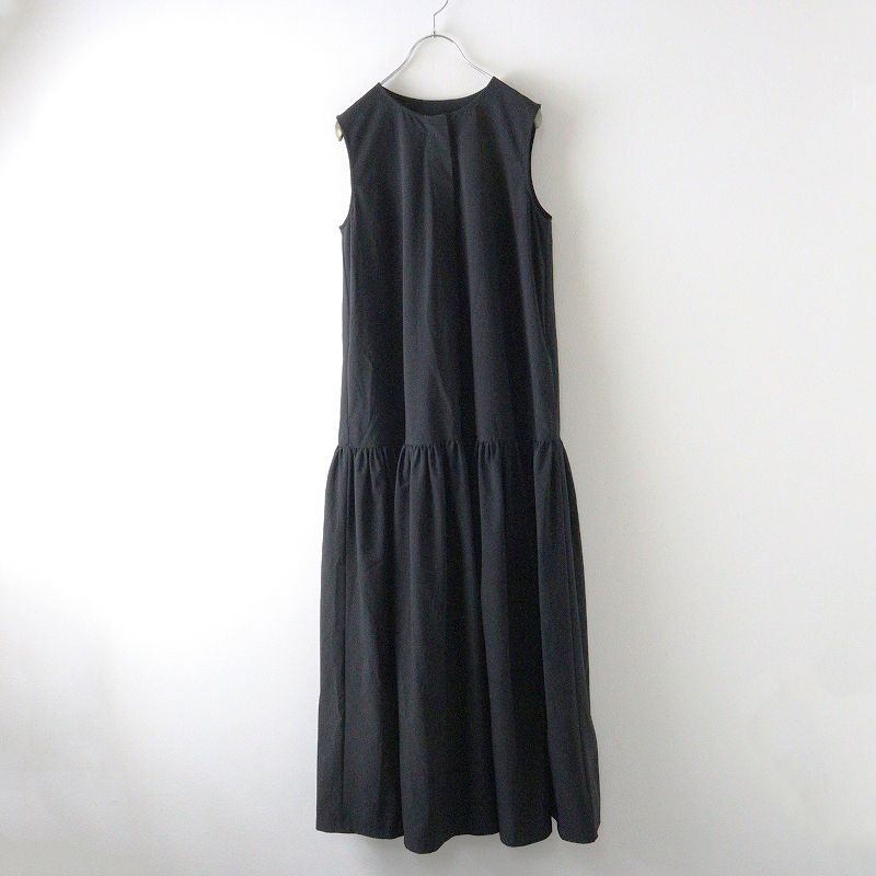 2025SS カデュネ CADUNE 川上桃子さんコラボ ロー切り替えワンピース 38 ブラック ノースリーブ ドレス 2400014601848