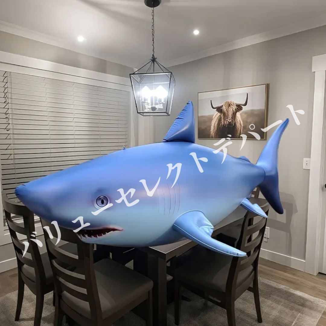 ビーチデコレーション シャーク型巨大インフレータブル構造 サイズ210cm リアル青色海テーマ設計 芝生装飾用ウェディング誕生日パーティー対応 電気不要 大人向けフォトプロップ 屋外祝祭装飾用 高品質素材構成 遊び心溢れるイベントアクセサリー
