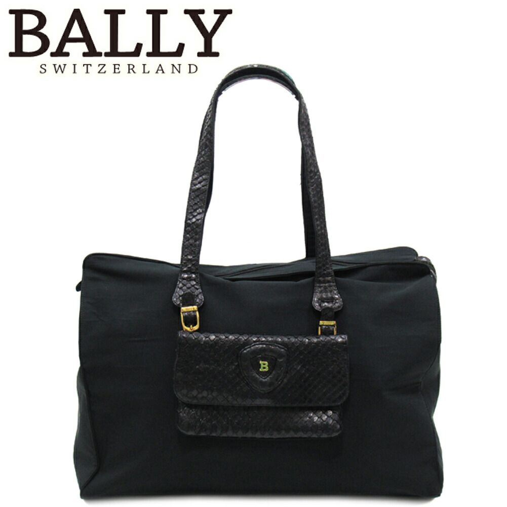 【美品】BALLY トートバッグ 黒 ゴールドチェーン ブラック バリー BALLY トートバッグ Bマーク ポシェット付き ブラック