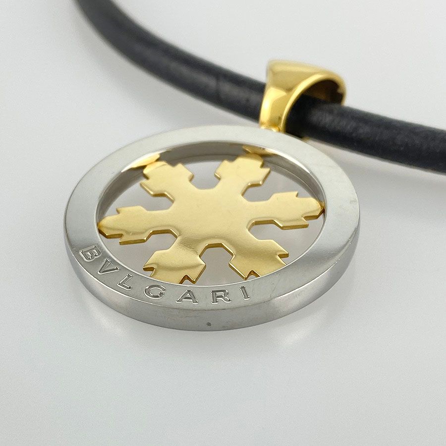 ブルガリ BVLGARI トンド スノー フレーク ペンダントトップ レザー