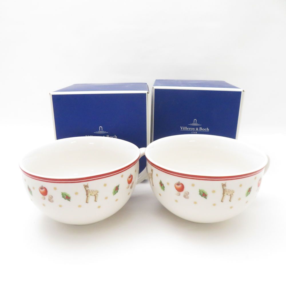 ♥ Villeroy-Boch ビレロイ＆ボッホ Toy’s Delight トイズデライト スープカップ 2点 ペア マグ クリスマス コップ SC8817J1