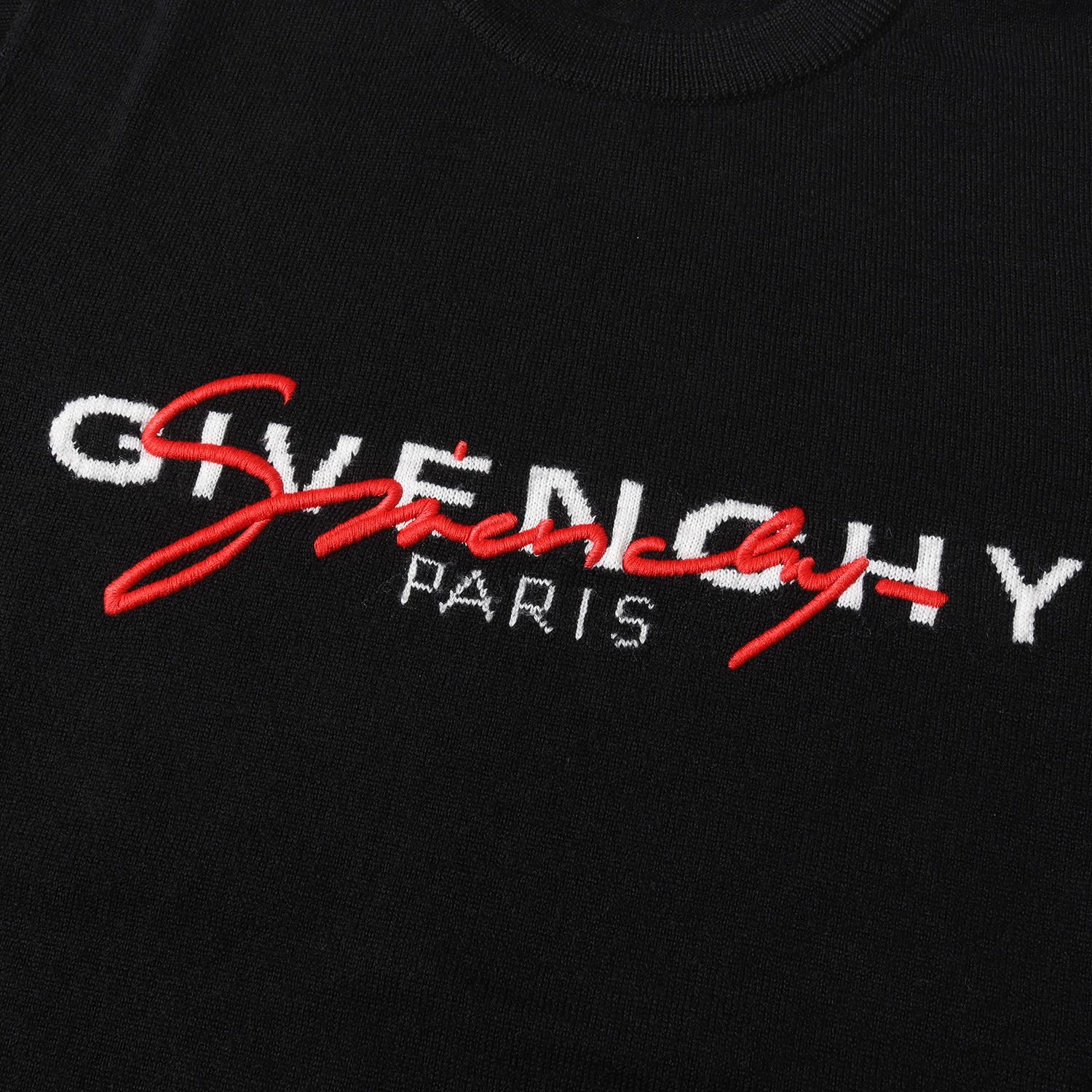 美品 GIVENCHY ジバンシィ ニット シグネチャーロゴ クルーネック ウールニット セーター 19AW ブラック 黒 XS トップス イタリア製  ブランド - メルカリ