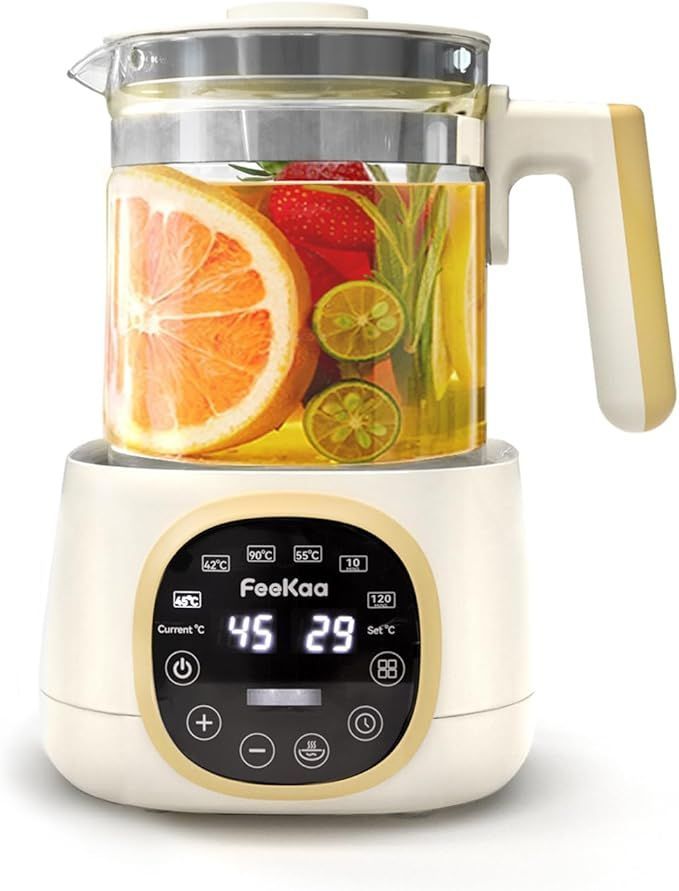 【在庫処分】Feekaa 電気ケトル ガラス ケトル温度調節（±1） 保温機能付き 予約 1.3L 湯沸かしケトル お茶/コーヒー/粉ミルク/お湯/インスタントラーメン 電子ケトル 調乳ポット 耐熱ガラス 