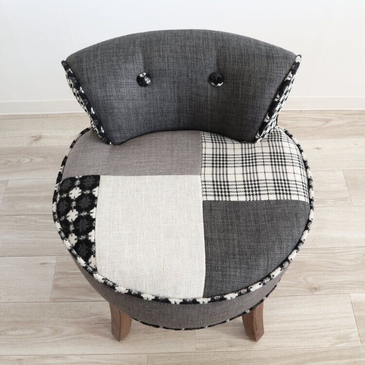 パッチワークデザインチェアー ダークグレー