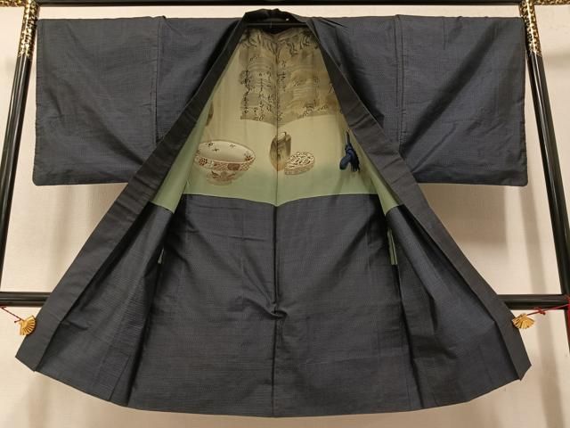 平和屋着物○男性 本場村山大島紬 アンサンブル 長羽織セット 亀甲絣