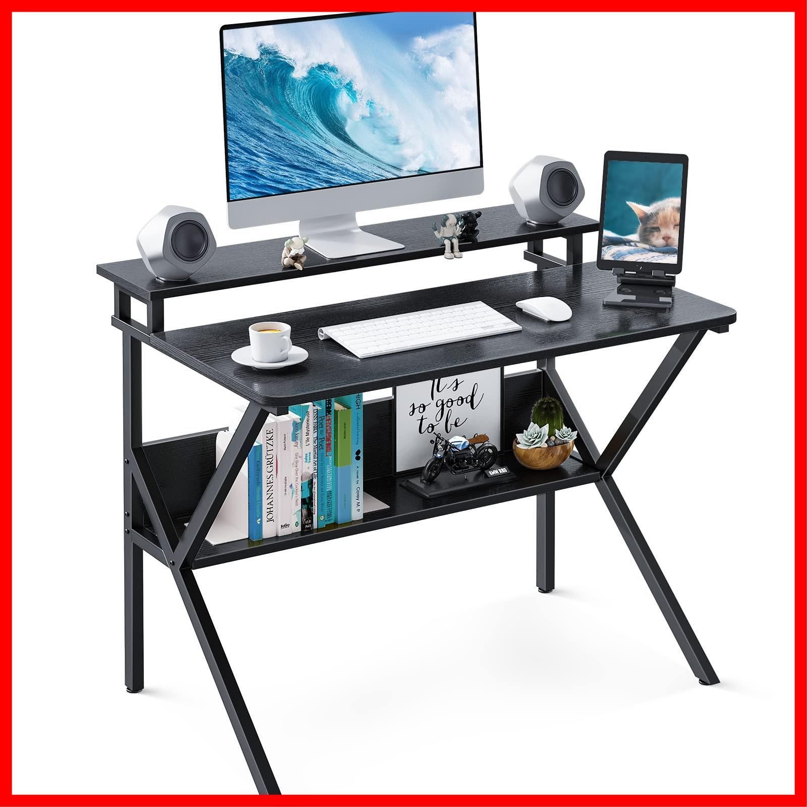 KKL 机 pcデスク パソコンデスク コンパクト モニター台付き 幅70cm×奥行60cm ゲーミングデスク 勉強机 小さい ...