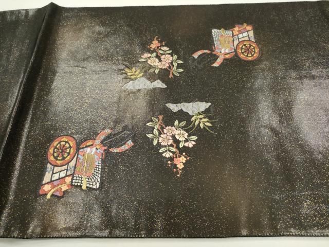 高級 名古屋帯 正絹 お太鼓柄 相良刺繍 中国刺繍 付け下げ 色無地 正絹