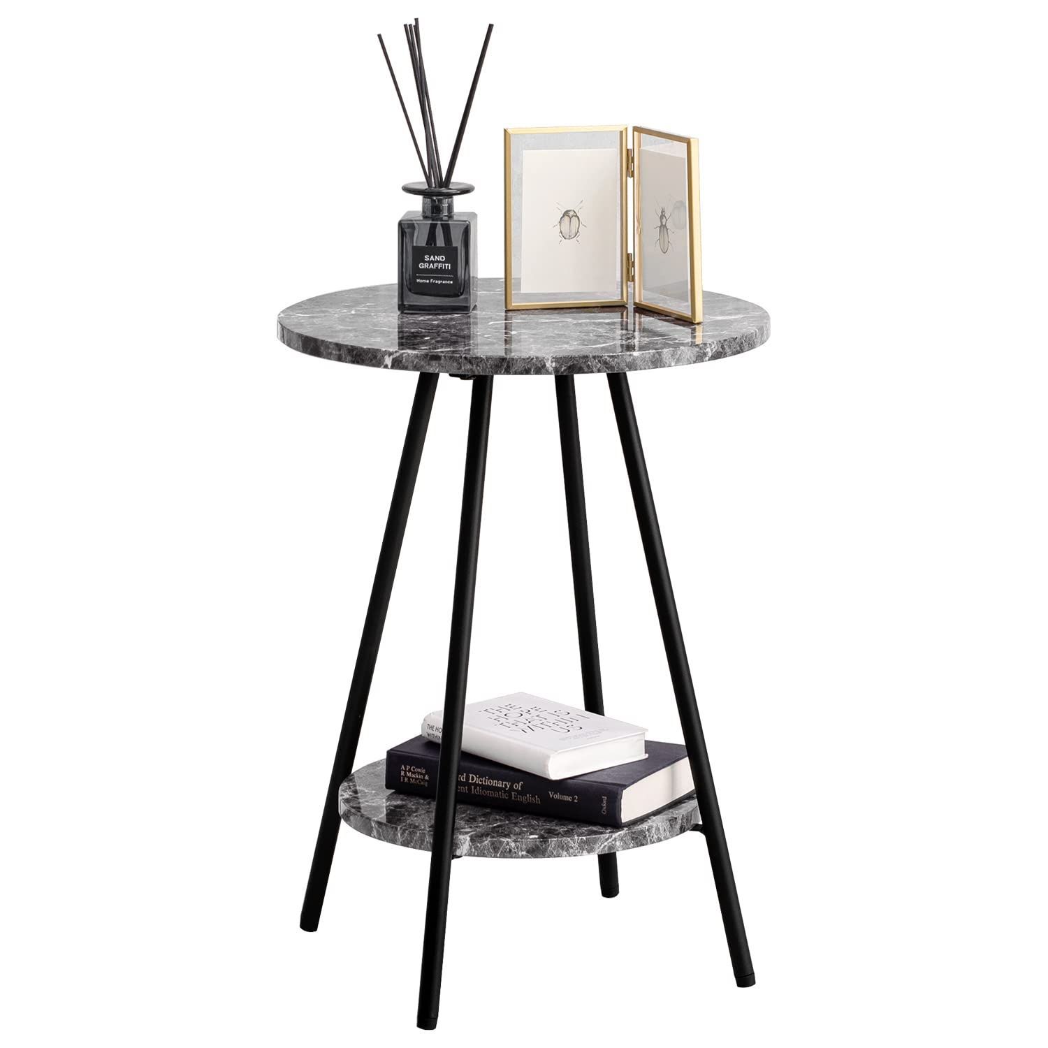 在庫処分】軽量 耐水 約3kg ソファサイドテーブル 大理石調 ナイト  