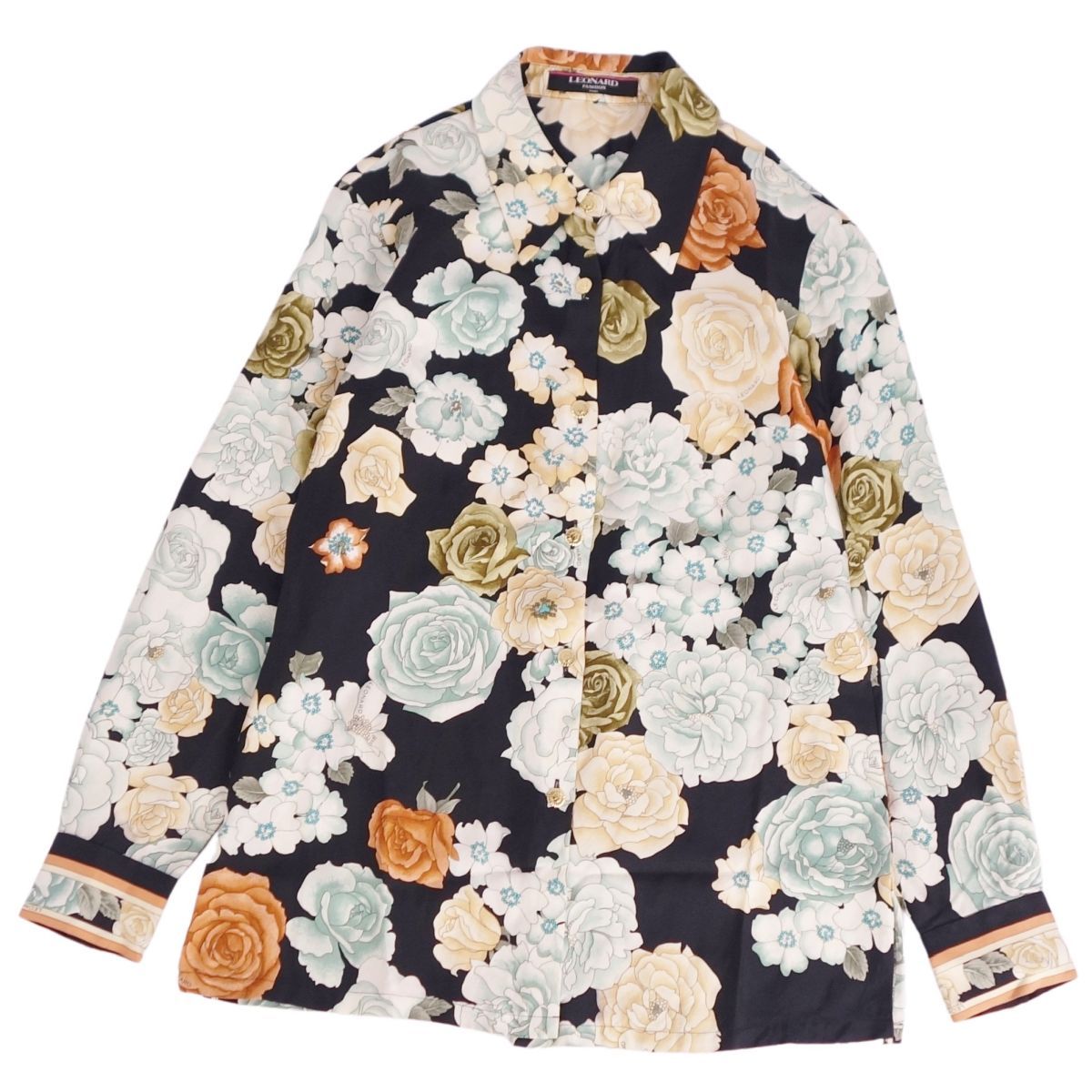 美品 レオナール LEONARD FASHION シャツ ブラウス ロングスリー 