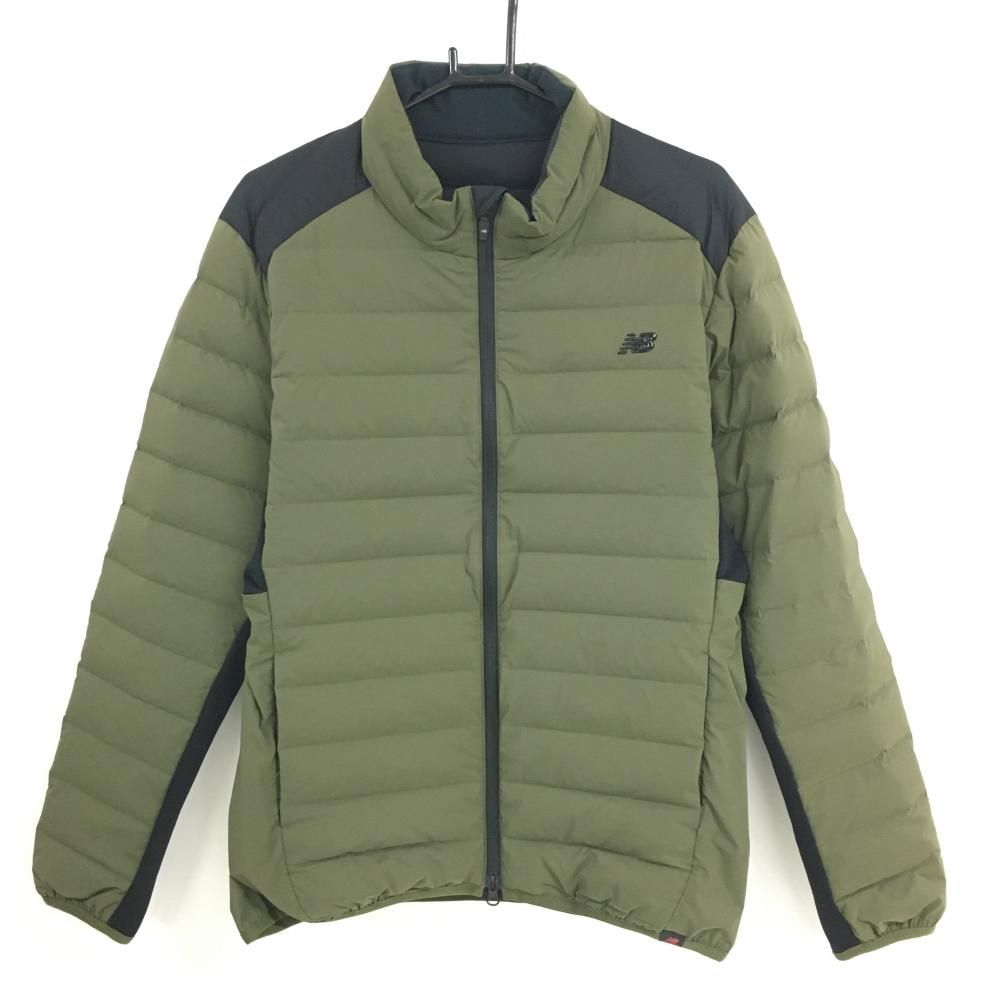 ニューバランスゴルフ ダウンジャケット カーキ×黒 胸元ロゴ ダウン90％ メンズ 6 XL ゴルフウェア New Balance