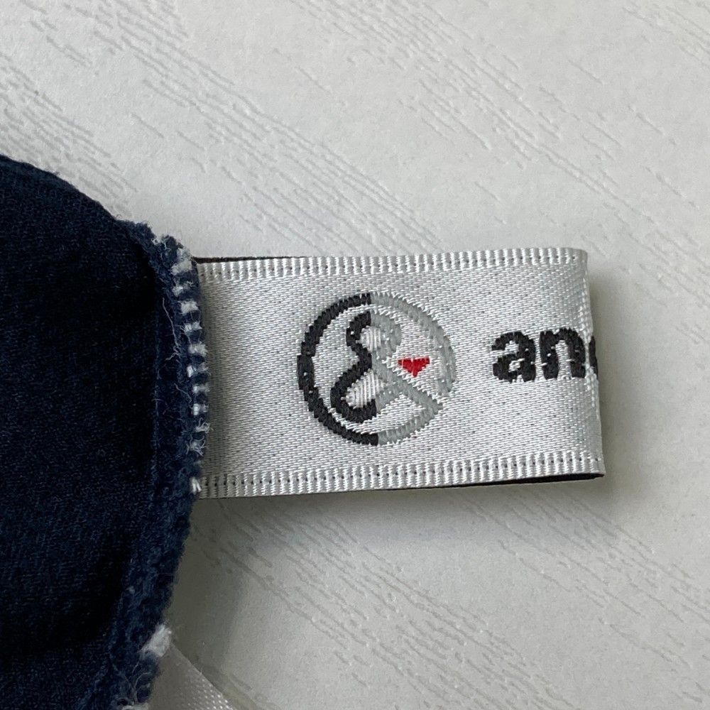 サイズ：M AND PER SE アンパスィ モックネック 半袖Tシャツ ネイビー