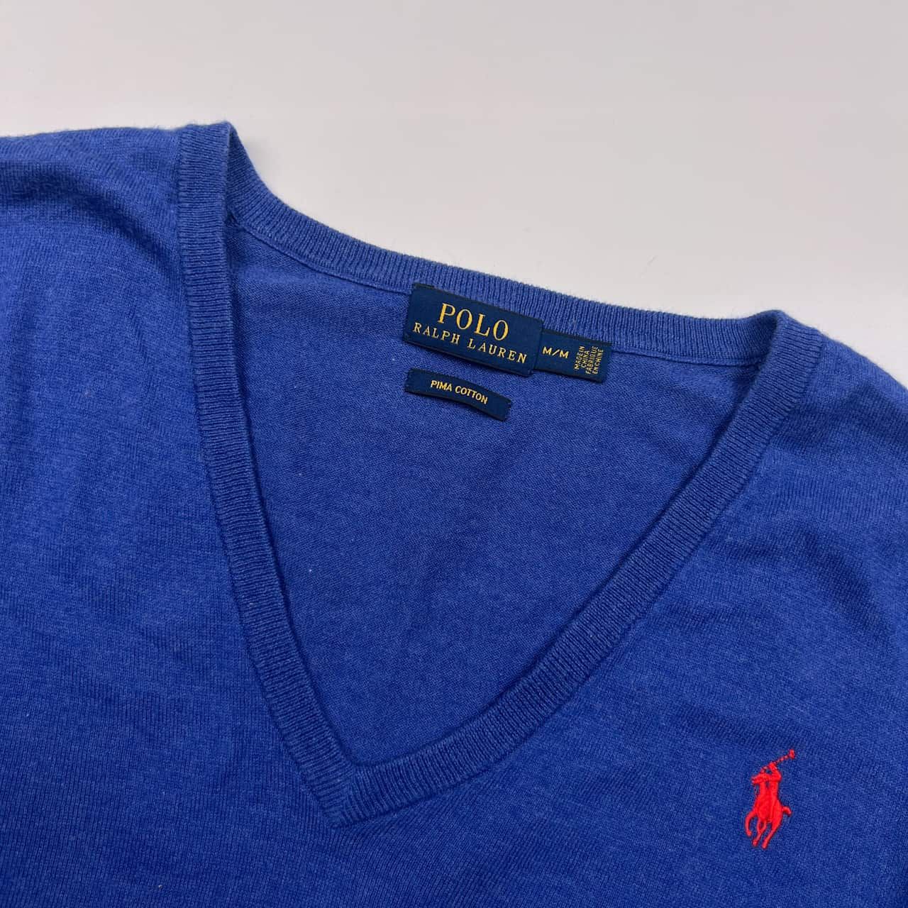 POLO RALPH LAUREN ラルフローレン Vネック ニット セーター M/ブルー 