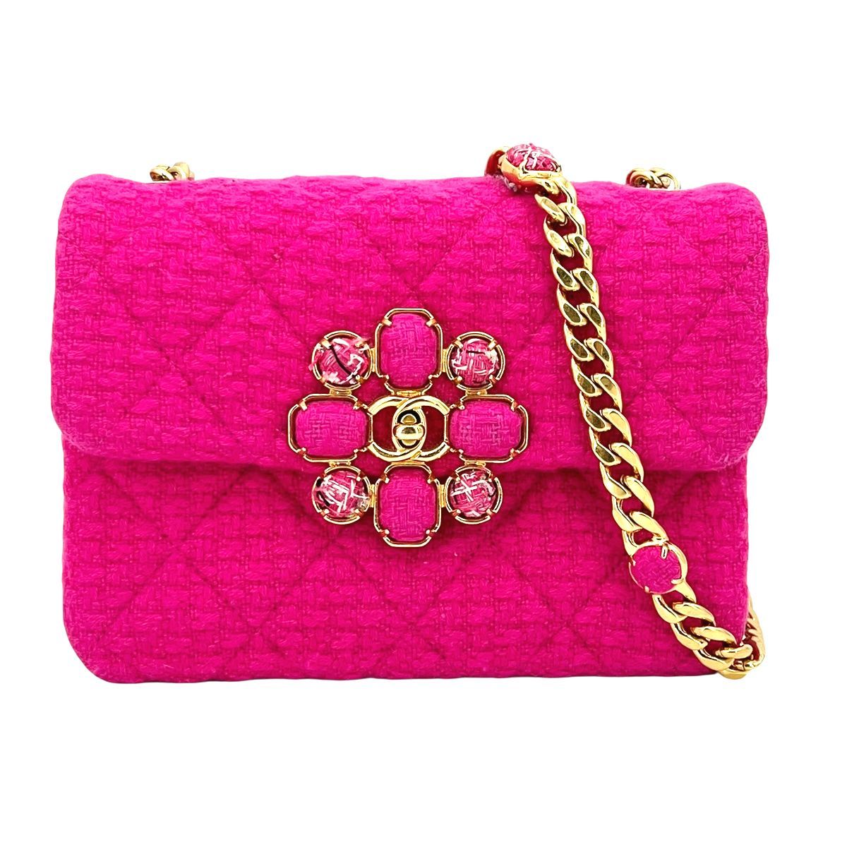 CHANEL シャネル ミニフラップバッグ チェーンショルダー AS3616 カシミヤツイード ターンロック ココマーク マトラッセ ピンク レディース 25029394 AO