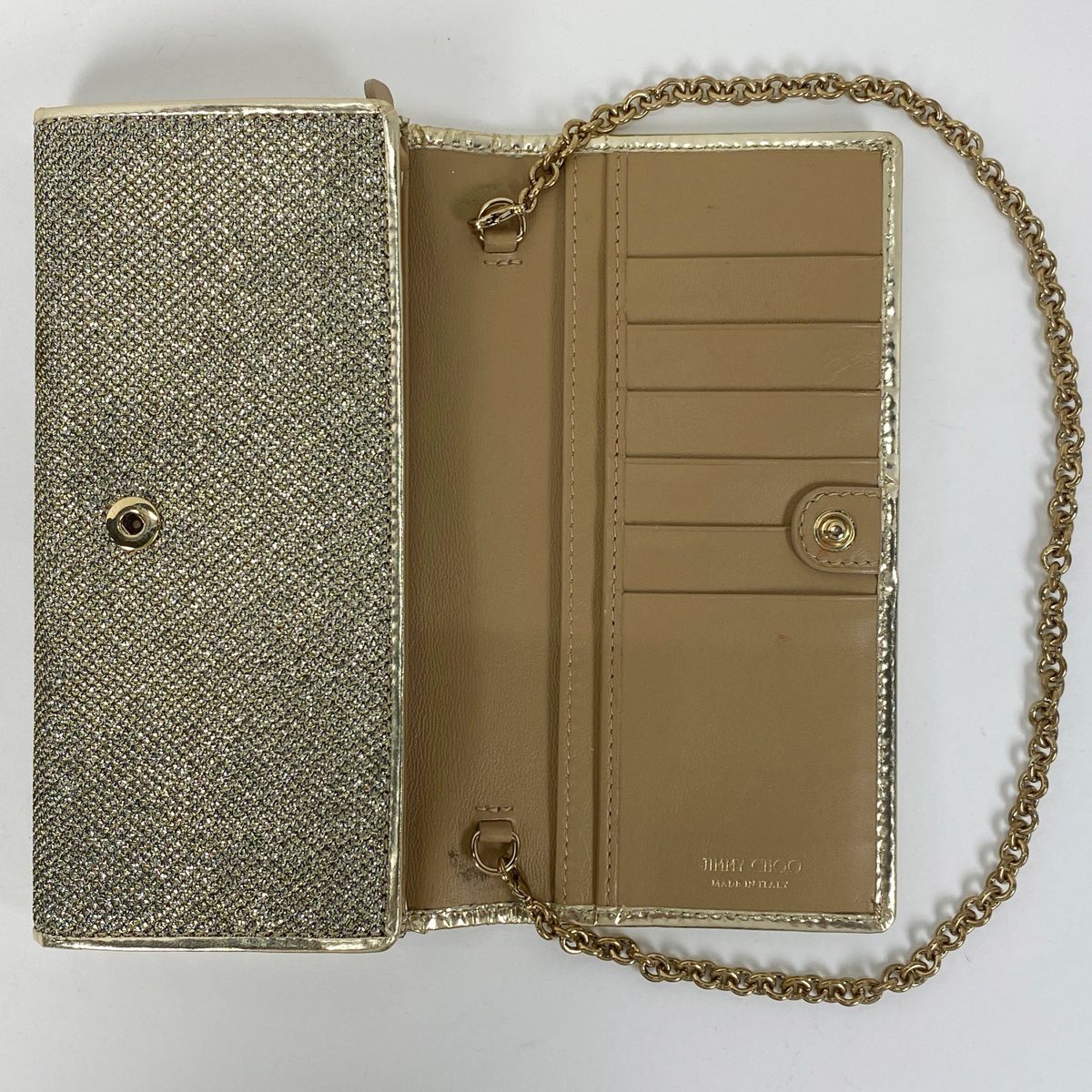 ジミーチュウ JIMMY CHOO ロゴ チェーン ウォレット 手提げ
