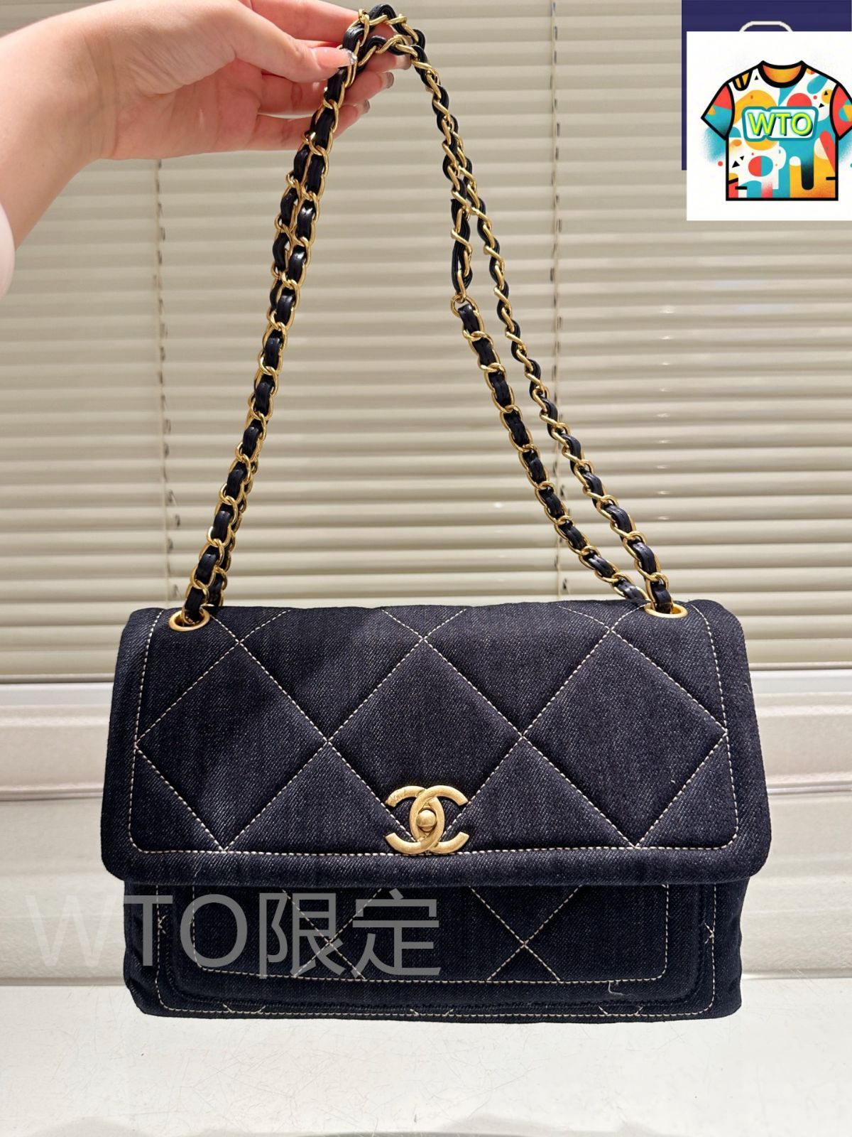 今日WTO】Chanel シャネル デニム トートバッグ 菱格・ダブルC