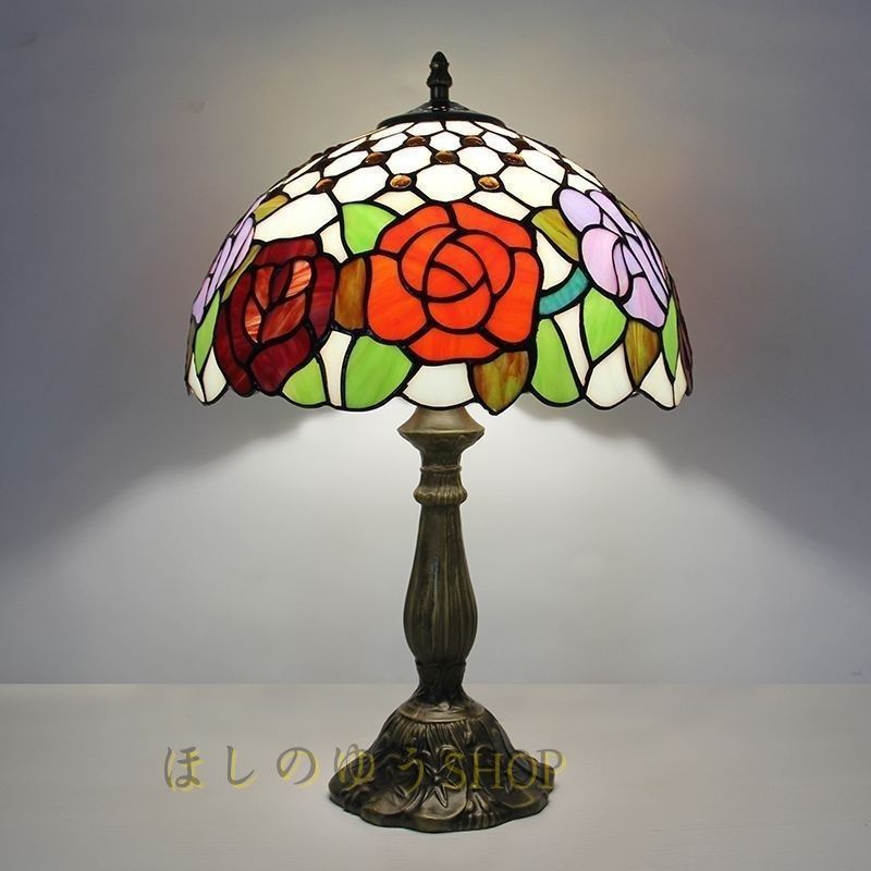 ?? 芸術品LEDテーブルランプ ステンドグラス ガラスライトカバー 照明クラシック デスクライト ヨーロッパ 手作り 幅30CM ライト 照明 F03