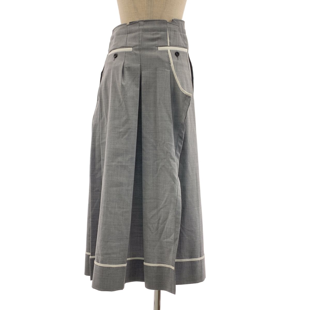 sacai サカイ ZIP Suiting Skirt ジップ プリーツ スカート 1 グレー レディース SIROKUMA-CORPORATION_COM