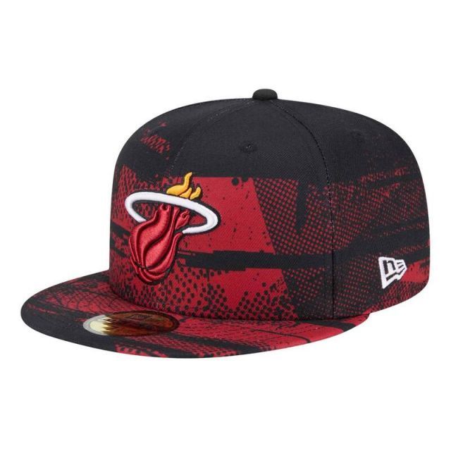【送料無料】 ニューエラ メンズ 帽子 アクセサリー Men's New Era Black Miami Heat Tip-Off 59FIFTY Fitted Hat Hea Black