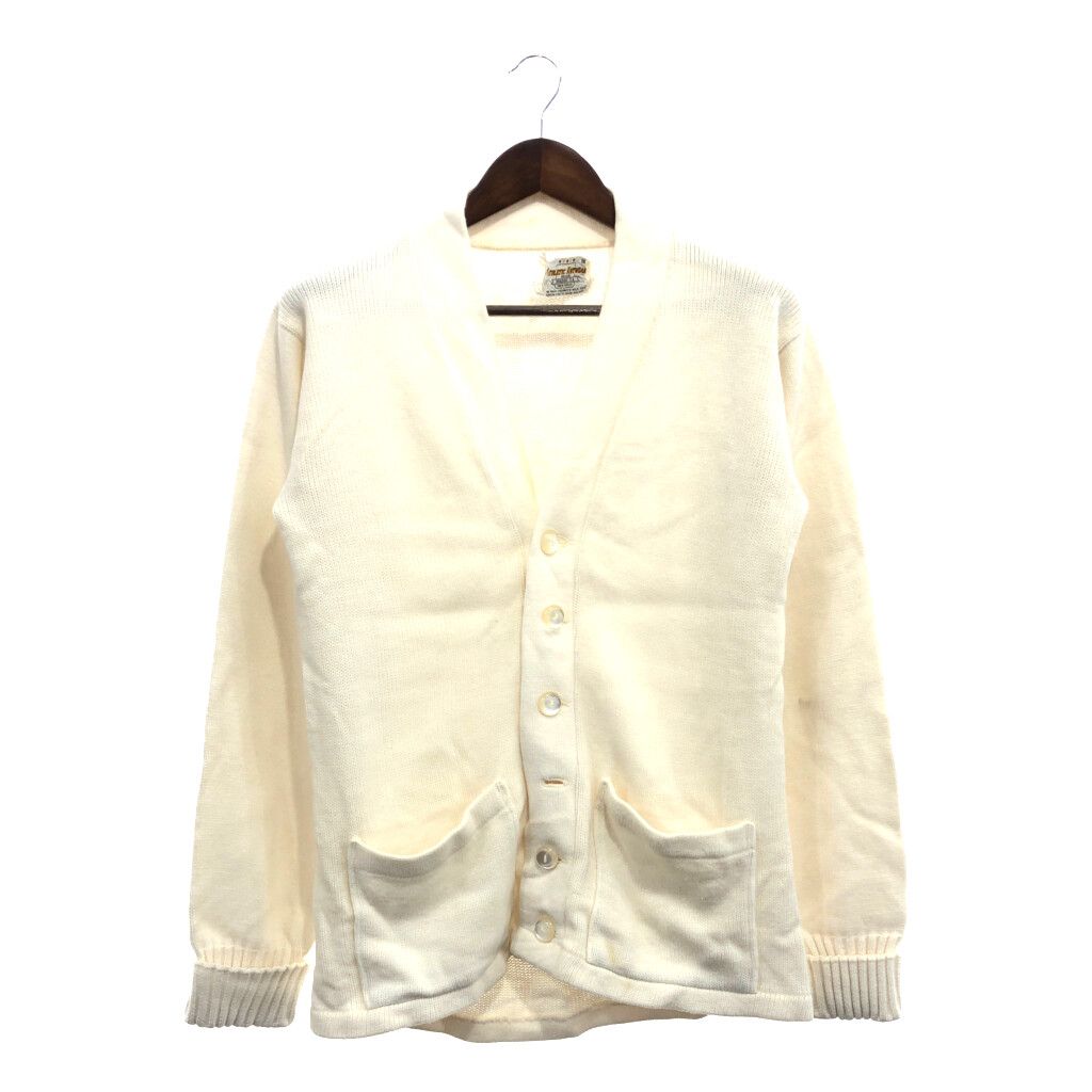 60年代 Athletic Knitwear ウール Vネック カーディガン トップス アメカジ ヴィンテージ ホワイト (メンズ 38) 中古 古着 P6011 60年代 Athletic Knitwear ウール Vネック カーディガン トップス