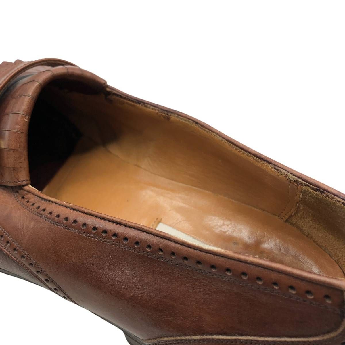  古着 メツラン MEZLAN ストレートチップ キルト モンクストラップシューズ スペイン製 9 M メンズ27 0 cm相当 saa 014018 デッキシューズ 靴