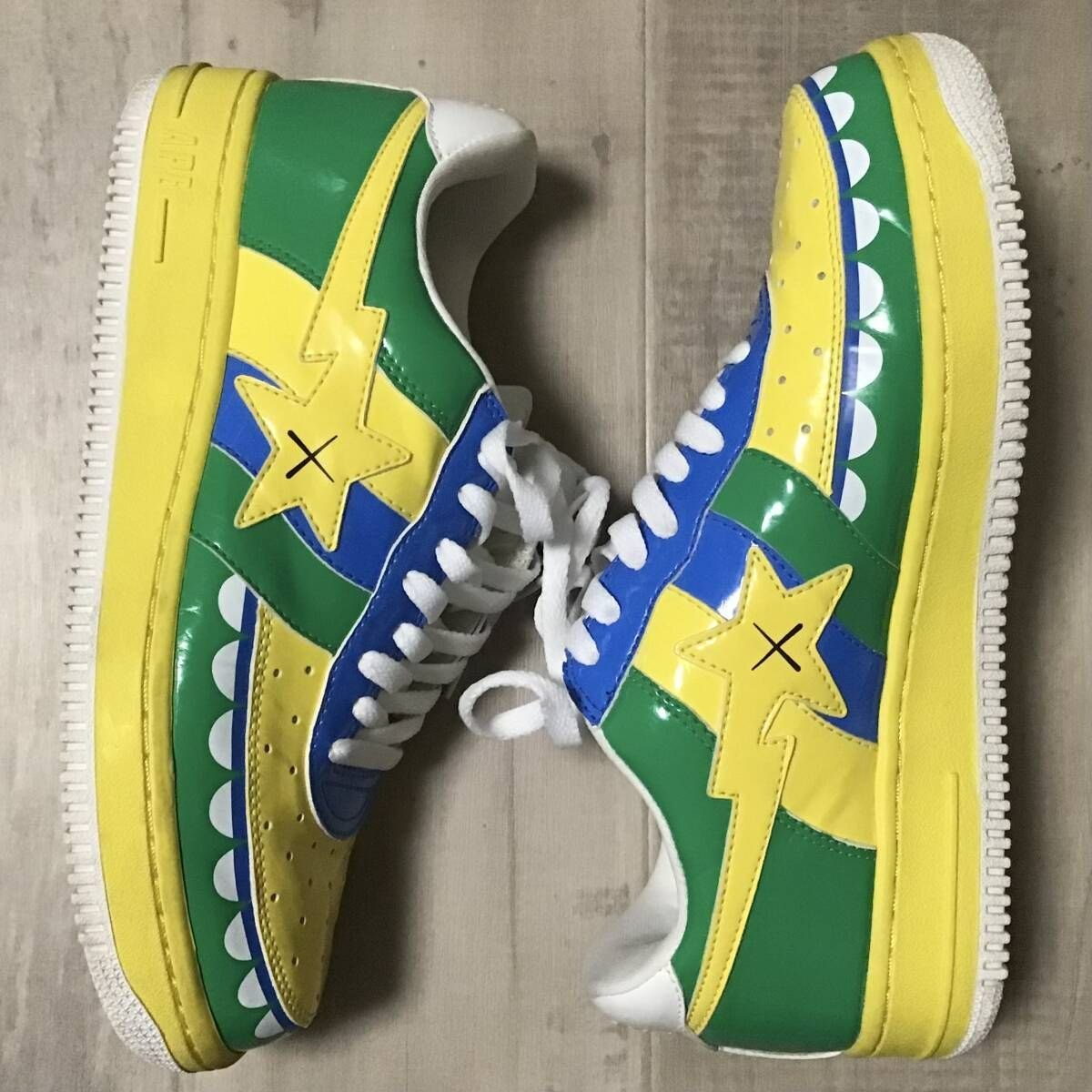 KAWS CHOMPERS BAPE STA エナメル スニーカー 27.5cm Green Blue a 