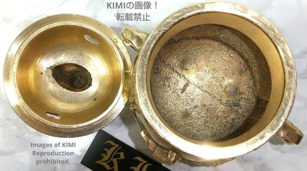 Vintage Rare Censer Lion Bird flower Brass height 9.5cm burner art