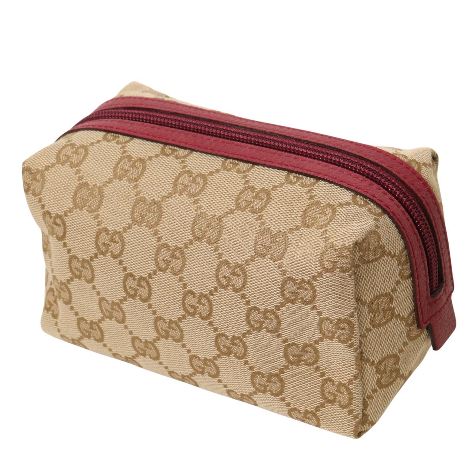 GUCCI/グッチ GGキャンバス レザー 化粧ポーチ メイクポーチ 29595 