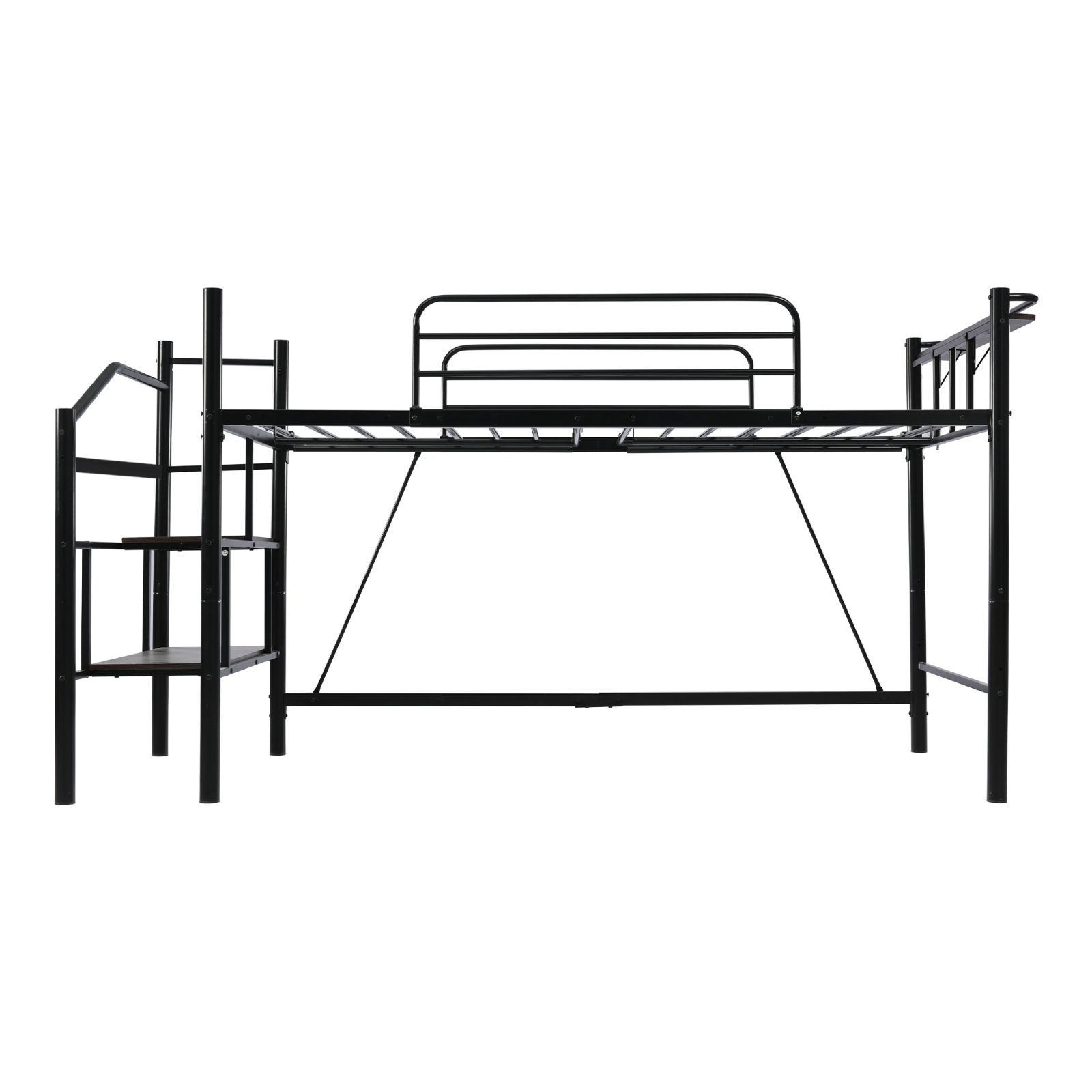 高さ140cm】ロフトベッド パイプベッド シングル北欧風 Black 高さ