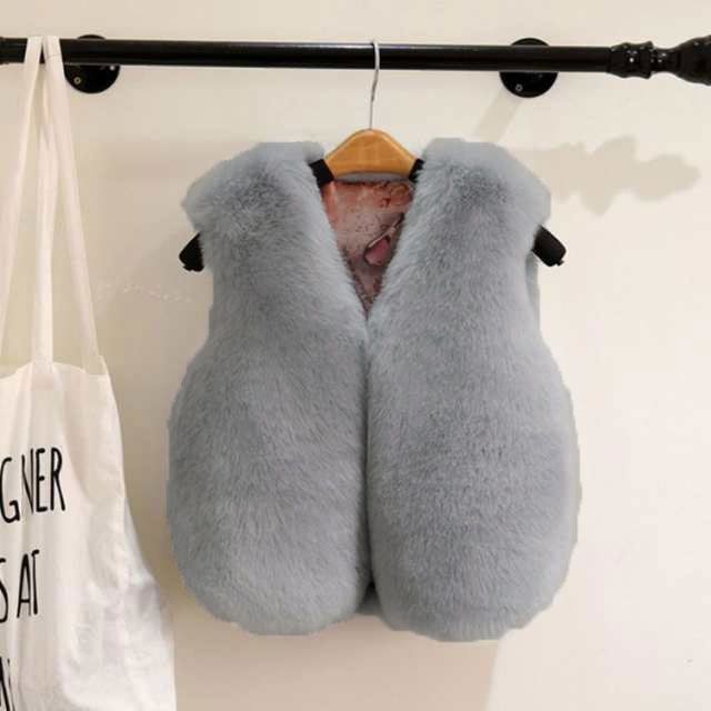 ファーベスト 女の子 男の子 フェイクファー キッズ ベスト ふわふわ アウター グレー ブラック ピンク ホワイト 黒 白 韓国 子供服 子ども服 おしゃれ 重ね着 防寒 春 秋 冬 保育園 幼稚園 pop2637