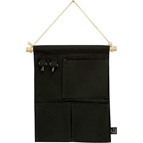 ブラック Kuai ウォールポケット 壁掛け収納 吊り下げ ドア掛け ベッドサイド ポケット 小物入れ 小物収納 雑貨収納 雑誌 手紙 伝票整理 (ブラック)