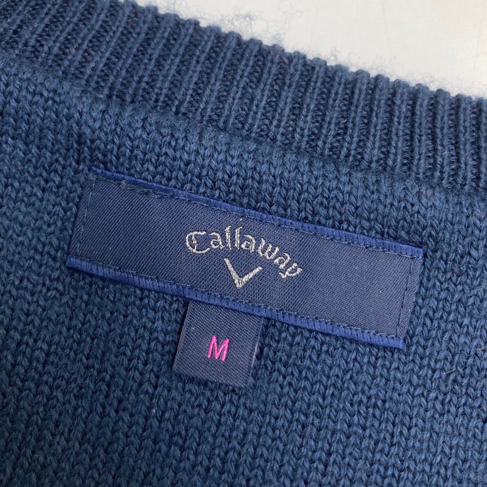 Callaway キャロウェイ 裏地付 ニットセーター 矢印総柄 Vネック