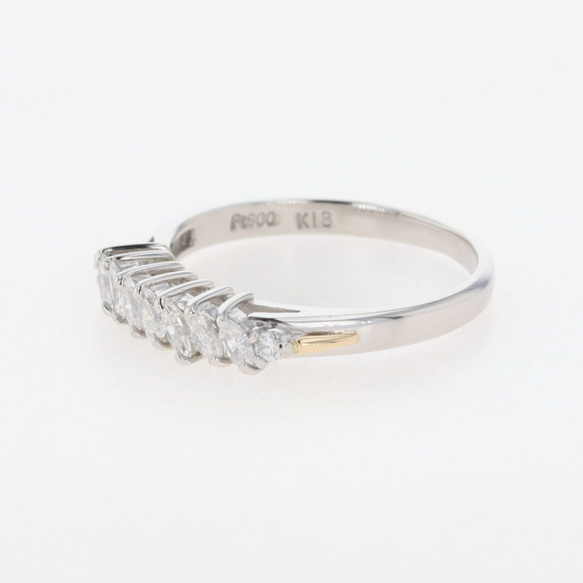 メレダイヤ デザインリング プラチナ YG イエローゴールド 指輪 メレダイヤ リング 9.5号 Pt900 K18 ダイヤモンド レディース