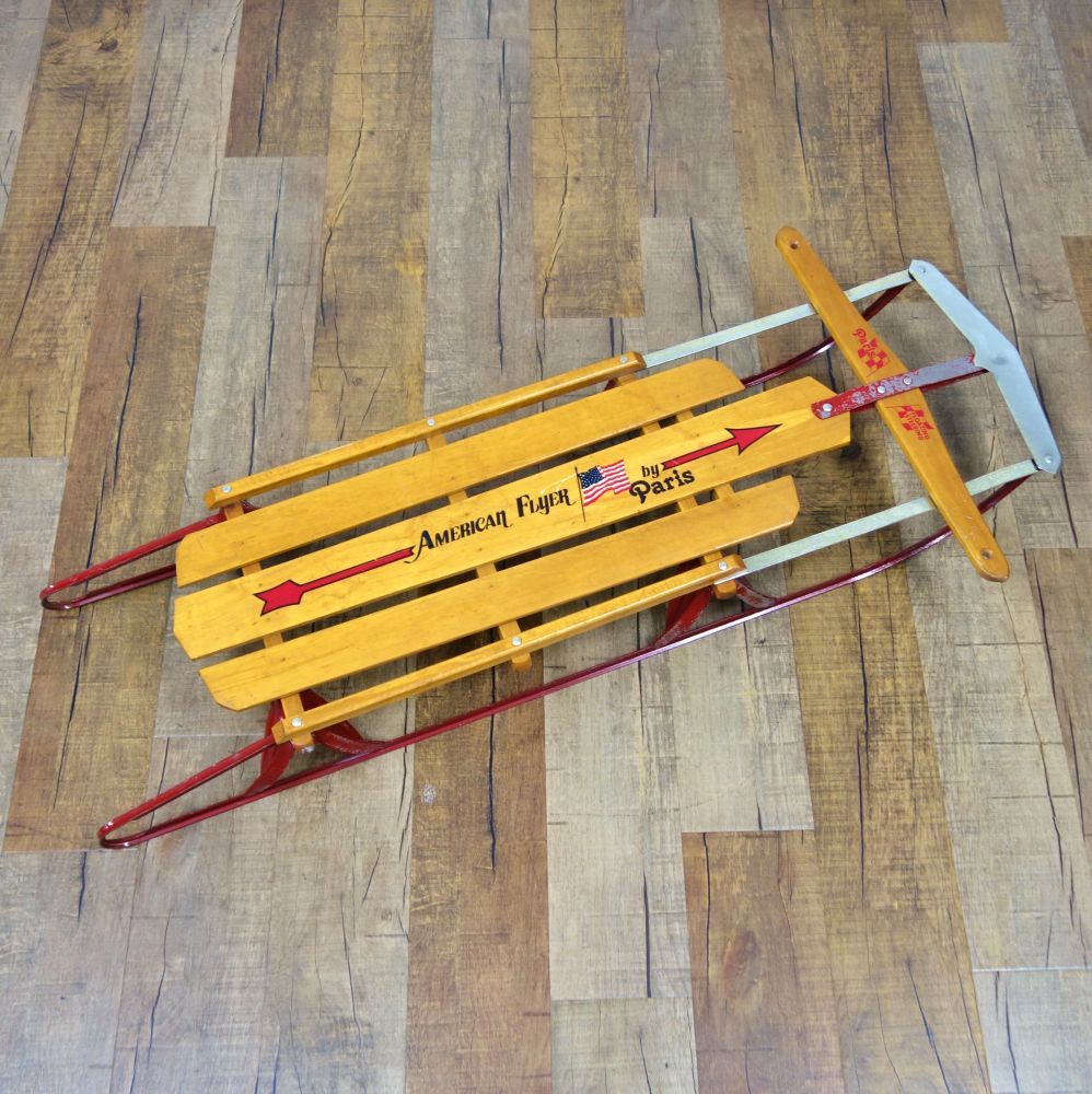 Vintage AMERICAN FLYER アメリカンフライヤー 木製ソリ そり 雪遊び ディスプレイ アウトドア アンティーク ビンテージ Vintage AMERICAN FLYER アメリカンフライヤー 木製ソリ そ