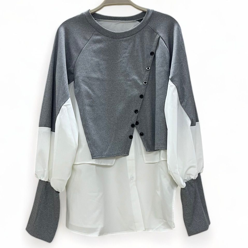 送料無料・匿名配送】レディース 長袖 Tシャツ パネル長袖トップス  