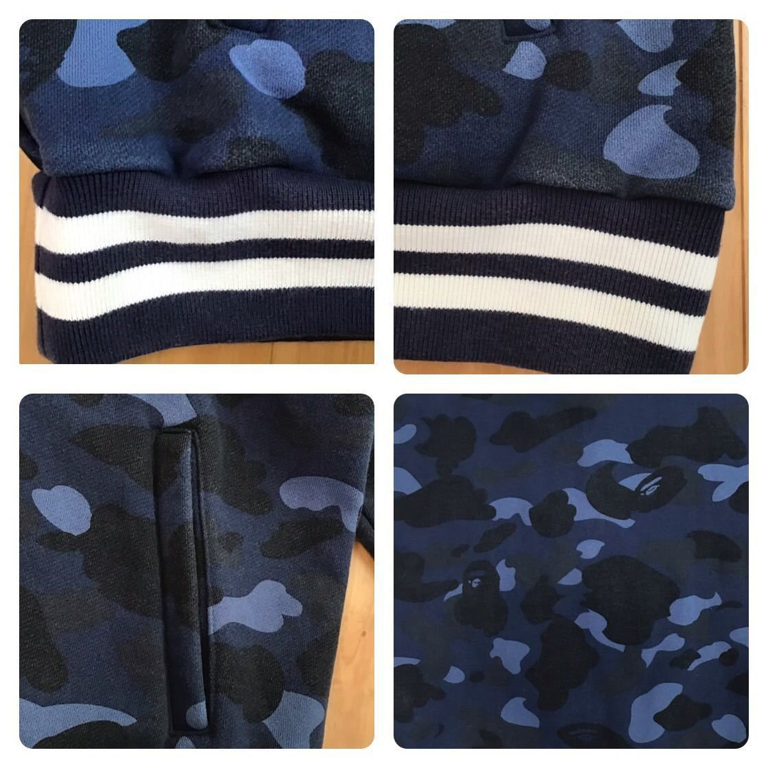 Blue camo スウェット スタジャン Lサイズ a bathing ape BAPE sweat