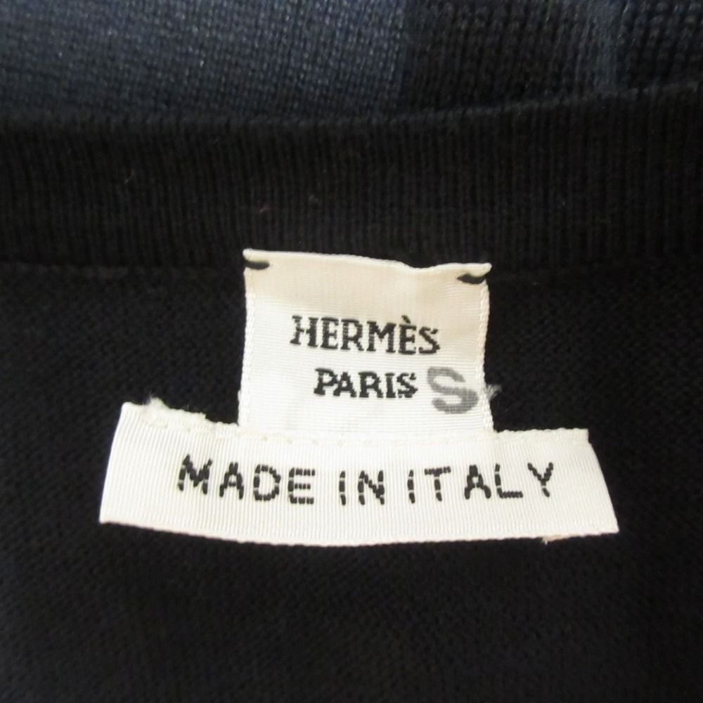 美品 HERMES エルメス シルクブレンド Hロゴ刺繍 ラウンドネック