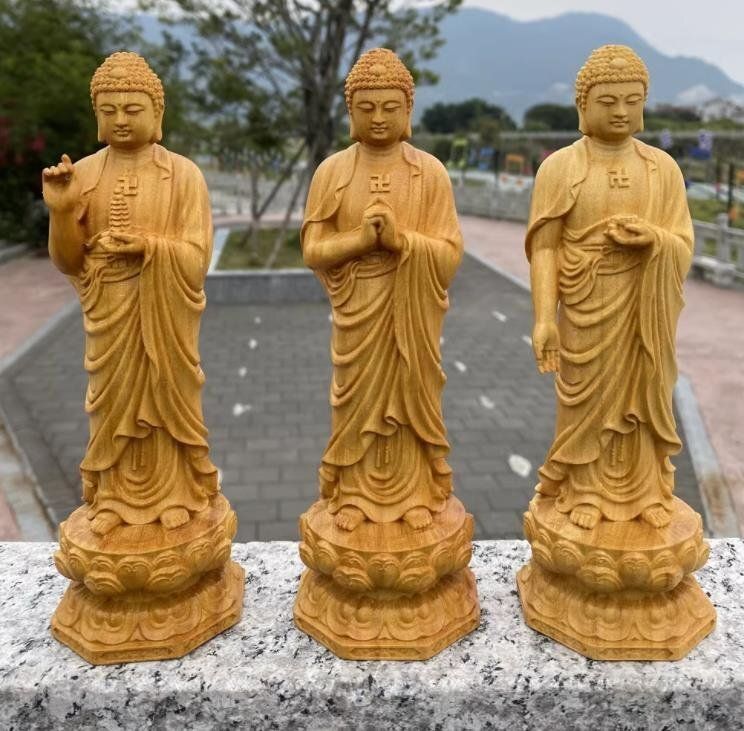 薬師如来菩薩木彫り 置物 木彫り 仏像 薬師如来座像 薬師仏 彫刻 一刀彫 仏師で仕上げ品CA