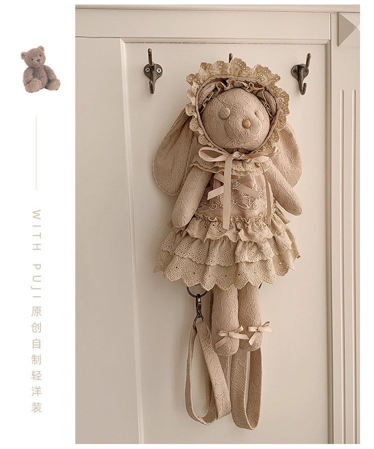 ロリータ ドール ぬいぐるみ サブカル かわいい うさぎ クマ レース フリル ドレス 人形 姫系 インテリア ガーリー 地雷系 量産型 部屋飾り ホワイト ブラック ベージュ プレゼント ギフト 可愛い 韓国風 ゆめかわ おしゃれ ロリィタ 界隈