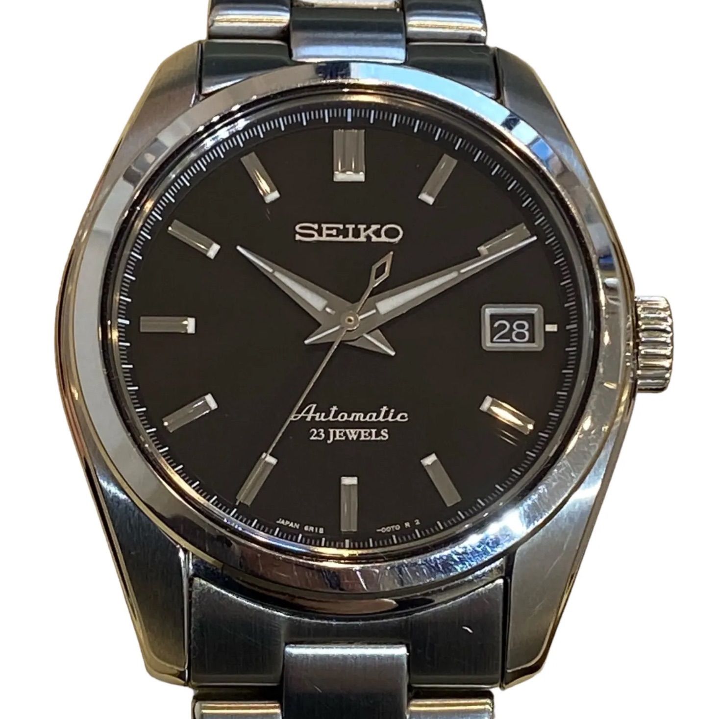 SEIKO セイコー メカニカルデイト 自動巻き 裏スケ 黒文字盤 メンズ 