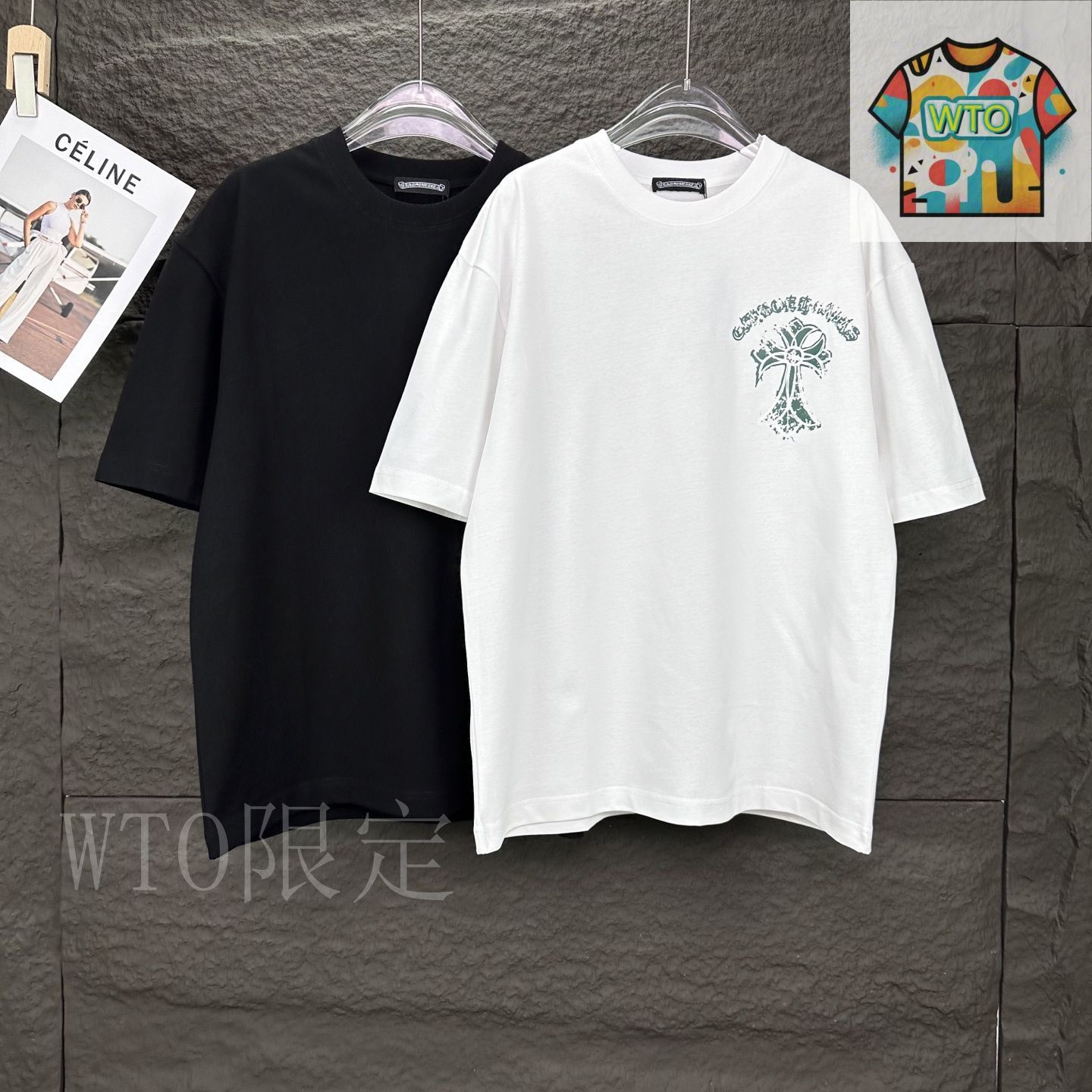 クロムハーツ★十字架紋章Tシャツ★ Cross Cemetery T-shirt CHROME HEARTS T-shirt Short Sleeve Top Black Graveyard