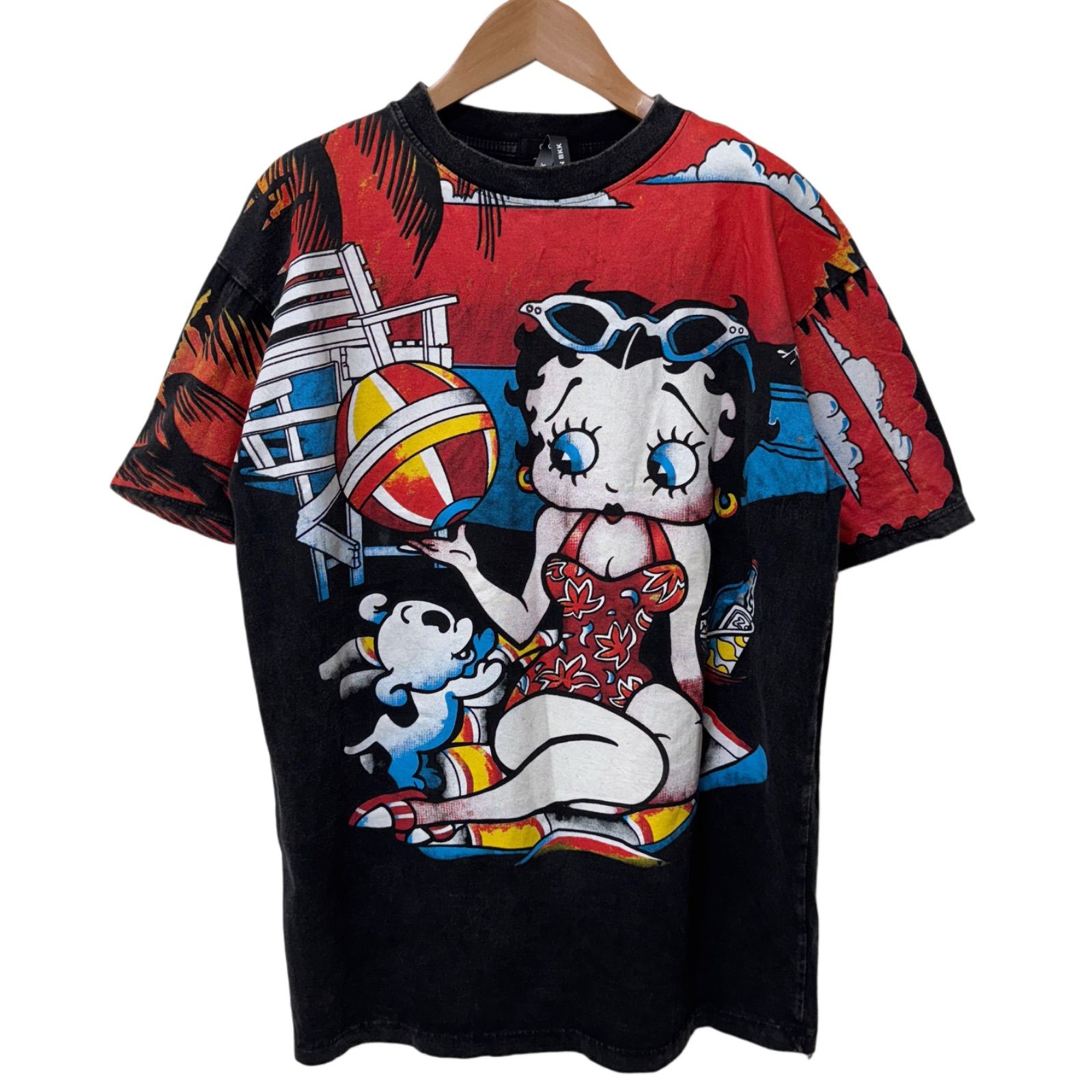 ベティ・ブープ プリント Tシャツ FREEサイズ ブラック ベティちゃん Tシャツ L相当 ブラック クラブコットン