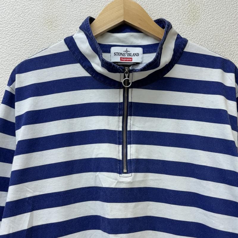 【新品】Supreme STONE  ハーフジップ マリンボーダーT 新品】Supreme STONE ISLAND ハーフジップ マリンボーダーT