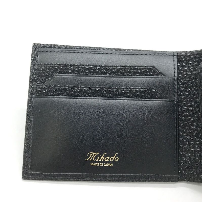 MIKADO 黒桟革 二つ折り財布 美品 コンパクト ウォレット ミニ
