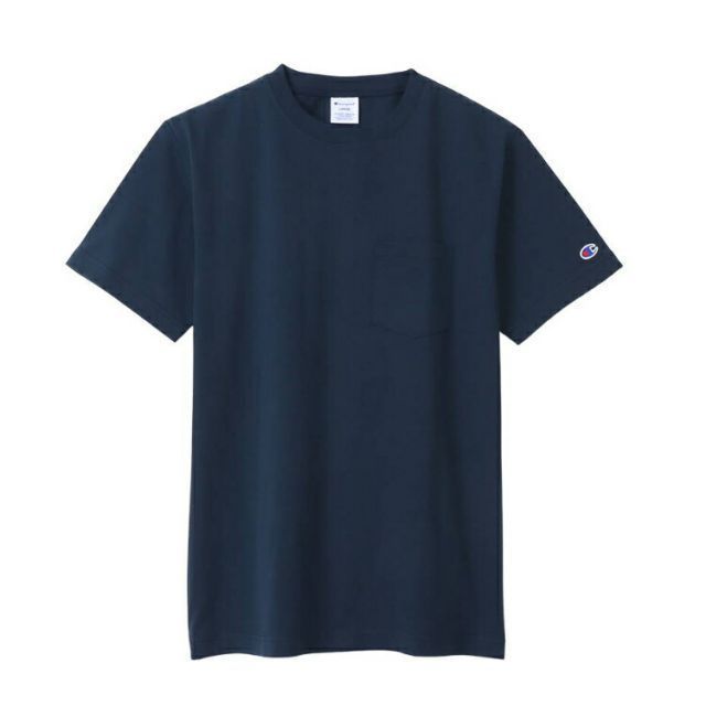 HANES ヘインズ SHORT SLEEVE POC ネイビー Lサイズ C3-X357 370 | スポーツ 運動 服 衣類 ウエア ウェア トップス ショートスリーブ Tシャツ 半袖 着心地 デザイン ポケット付き 綿 コットン 機能性 ブラ