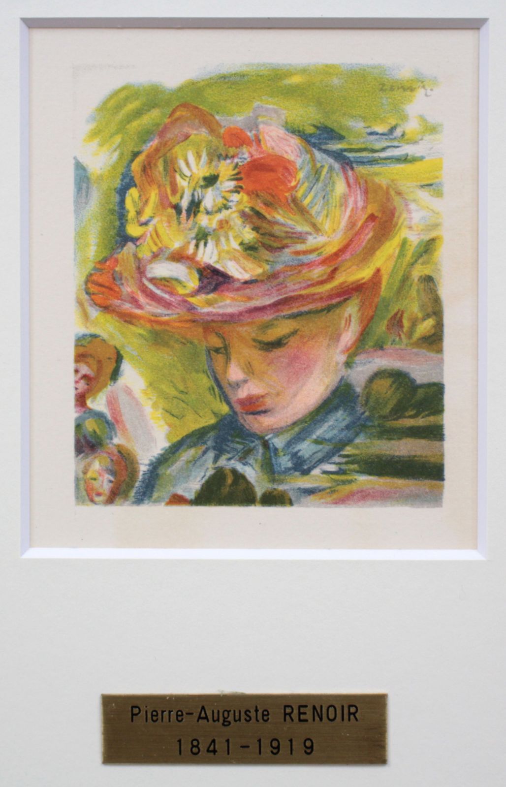 ルノワール『花飾りの帽子の婦人』リトグラフ【真作保証】 絵画 ルノワール 『花飾りの帽子の婦人』 リトグラフ - 北海道画廊