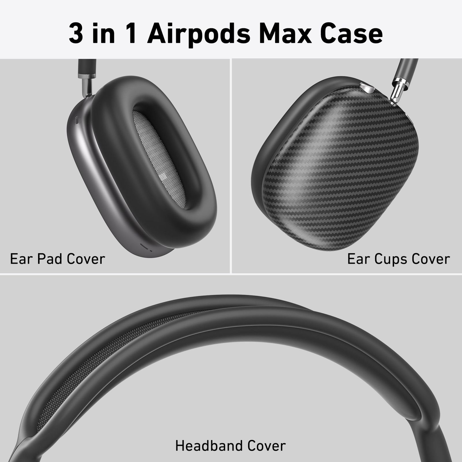 AHBTEYM AirPods Max用ケースカバー カーボンファイバーテクスチャ TPUイヤーカップカバー/イヤーパッドケースカバー/ヘッドバンド カバー Apple AirPods Max用 アクセサリー ソフトシリコンプロテクター Ai [マットブラック] - メルカリ