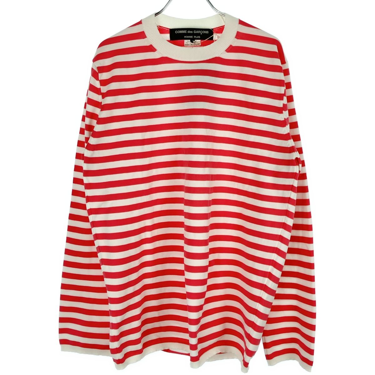 COMME des GARCONS HOMME PLUS コム デギャルソンオムプリュス 20SS ポリエステルボーダーニットセーター PE-N013 ピンク M