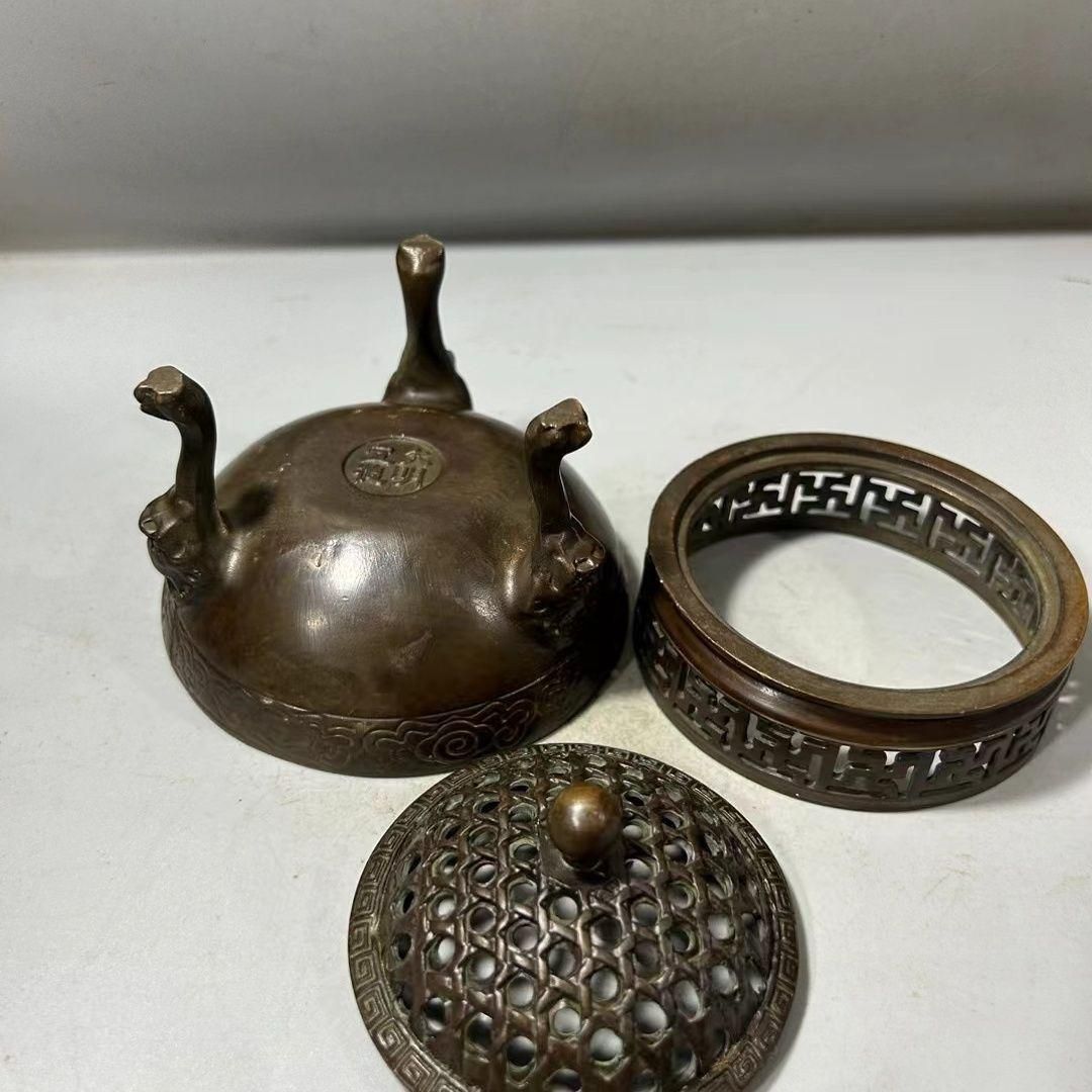 銅器 三層獅足祥雲紋薫香炉 茶道檀香炉 盤香炉 仏具 工芸品 置物 銅器 三層獅足祥雲紋薫香炉 茶道檀香炉 盤香炉 仏具 工芸品 置物